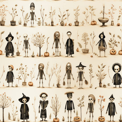 Halloween Skeleton Pattern 23 Quilting Cotton Fabric