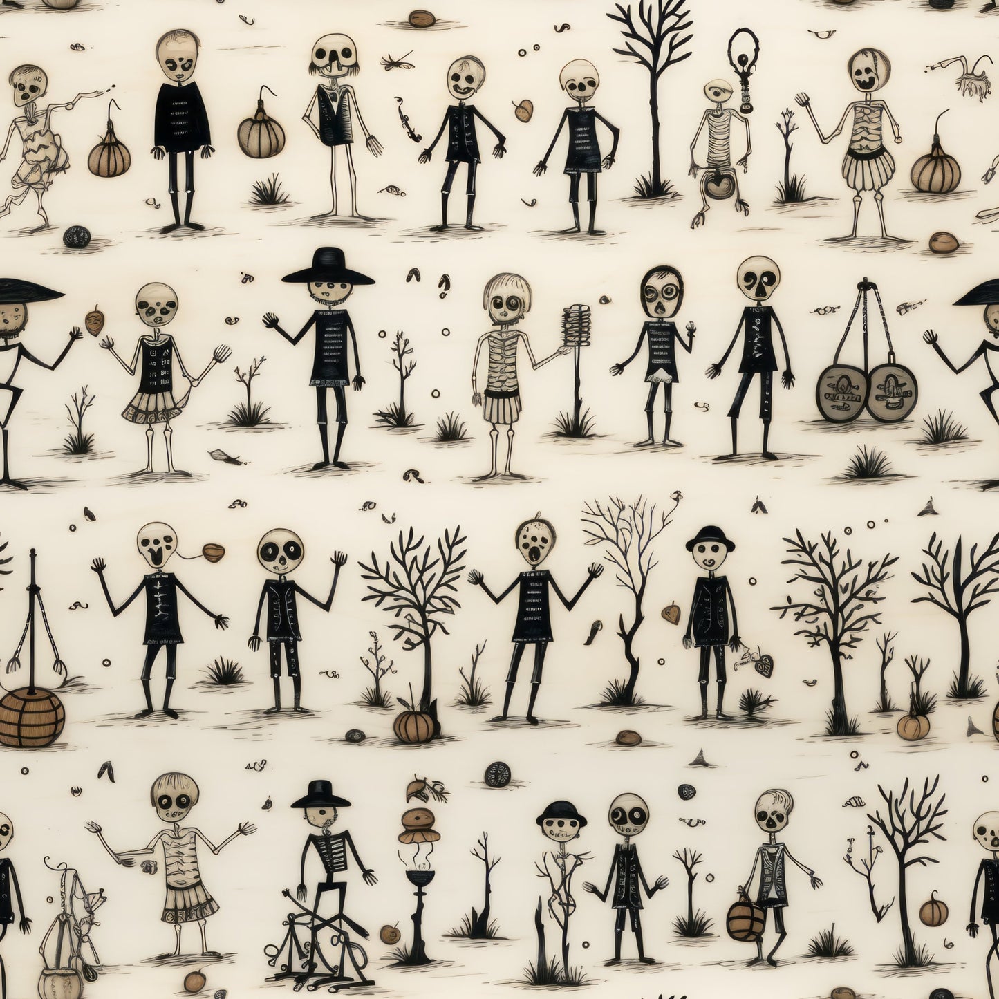 Halloween Skeleton Pattern 24 Quilting Cotton Fabric