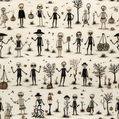 Halloween Skeleton Pattern 24 Quilting Cotton Fabric