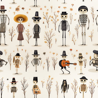 Halloween Skeleton Pattern 25 Quilting Cotton Fabric