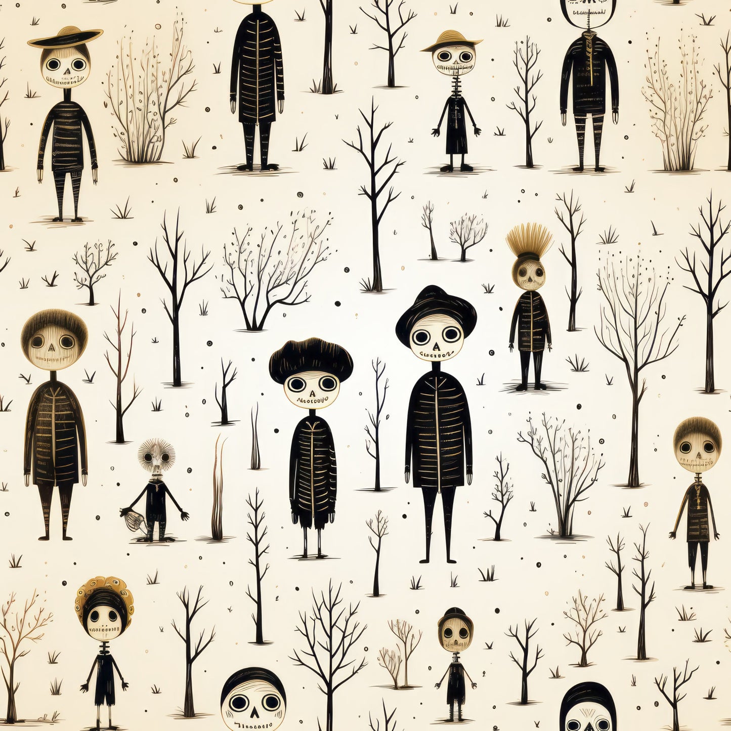 Halloween Skeleton Pattern 26 Quilting Cotton Fabric