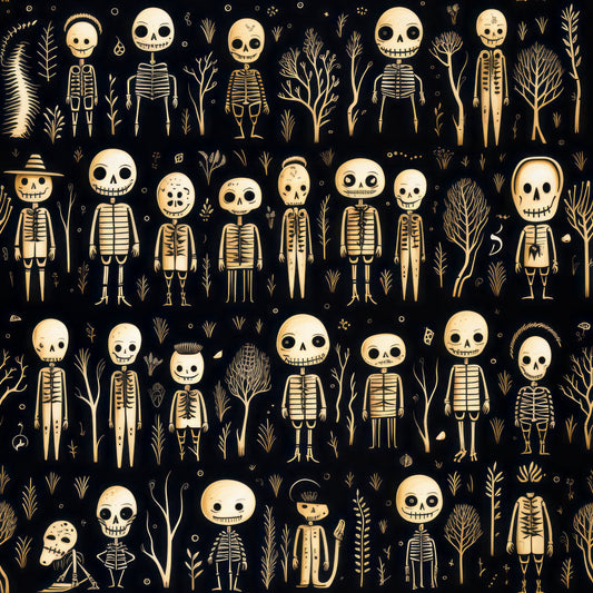 Halloween Skeleton Pattern 4 Quilting Cotton Fabric