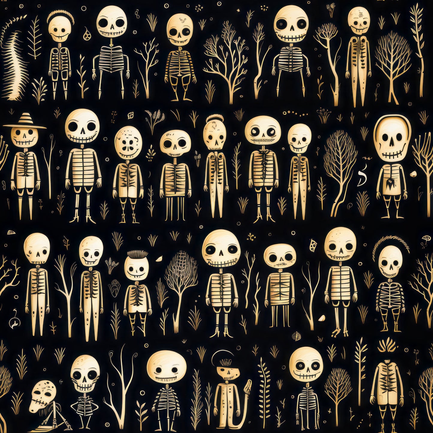 Halloween Skeleton Pattern 4 Quilting Cotton Fabric