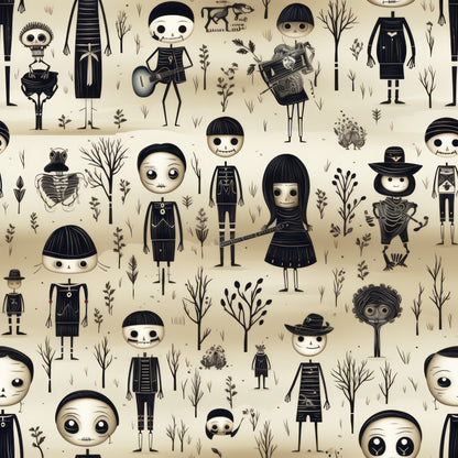Halloween Skeleton Pattern 6 Quilting Cotton Fabric