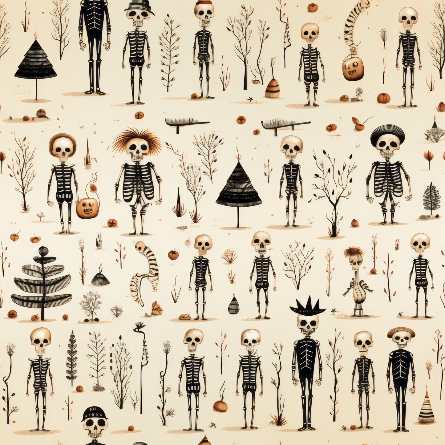 Halloween Skeleton Pattern 8 Quilting Cotton Fabric