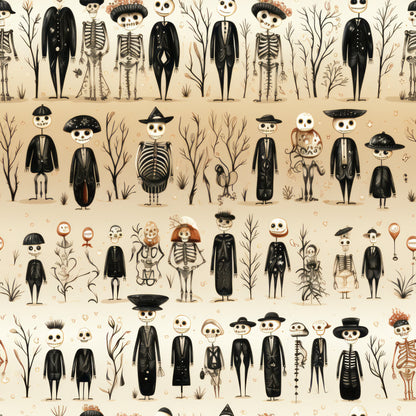 Halloween Skeleton Pattern 9 Quilting Cotton Fabric