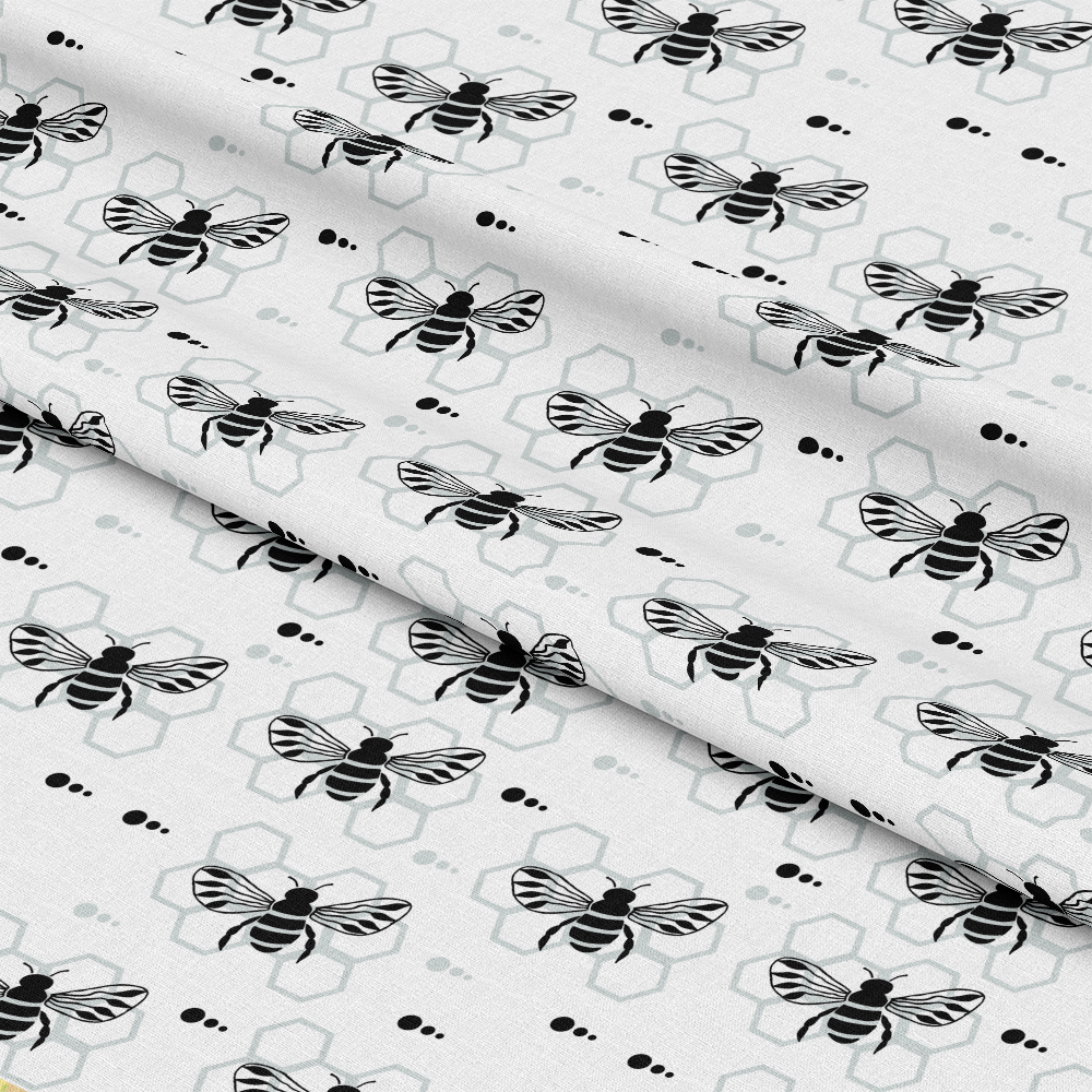 Handdrawn Bees Pattern 20 Quilting Cotton Fabric