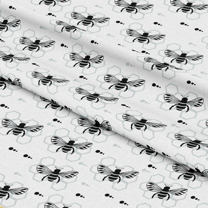 Handdrawn Bees Pattern 20 Quilting Cotton Fabric