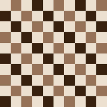 A brown and beige checkerboard pattern fills the entire image.