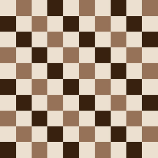 A brown and beige checkerboard pattern fills the entire image.