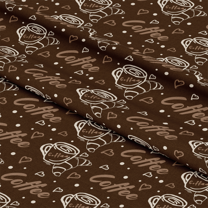 Handdrawn Coffee Brown Pattern 4 Quilting Cotton Fabric