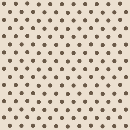 Brown polka dots evenly spaced on a beige background.