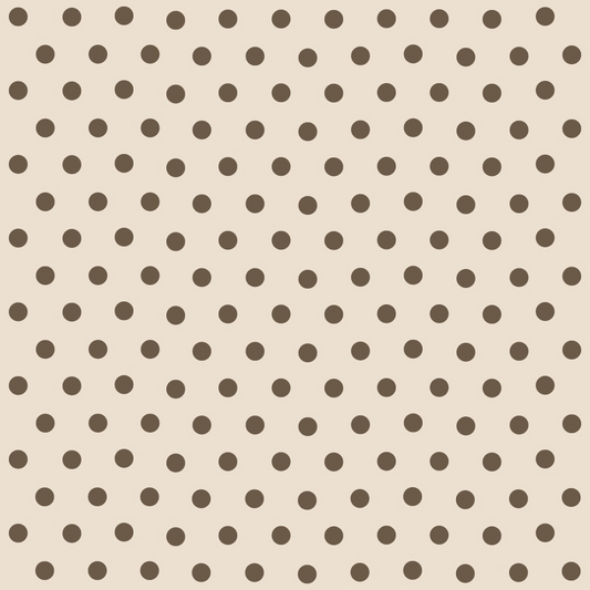 Brown polka dots evenly spaced on a beige background.