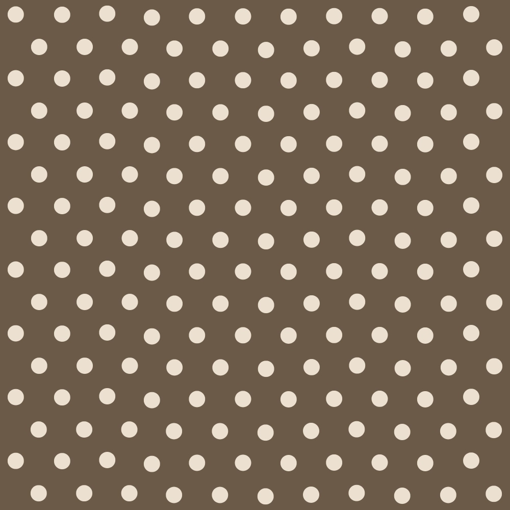 Brown background with an evenly spaced pattern of white polka dots.