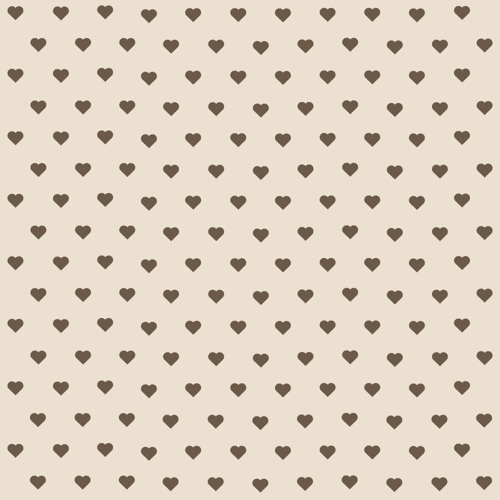 Pattern of small, evenly spaced brown hearts on a light beige background.