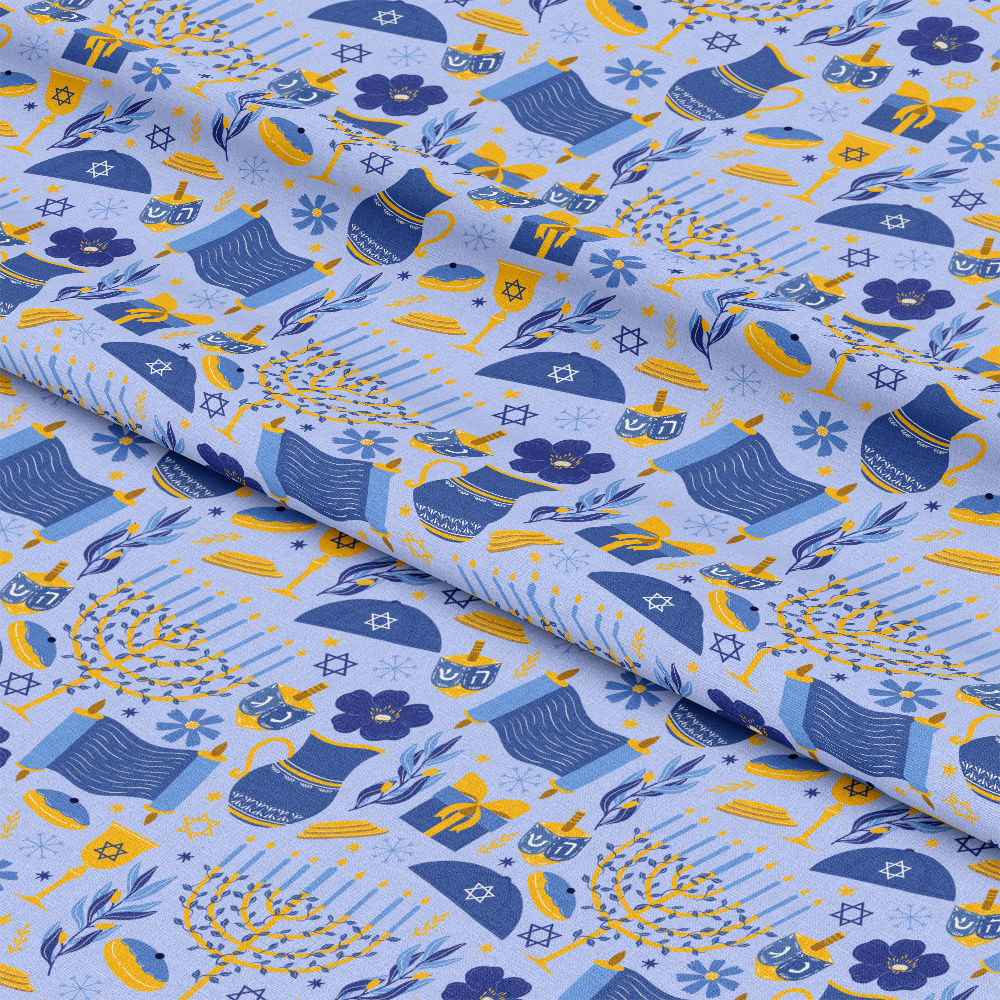 Happy Festival of Lights Pattern 11 Blue Quilting Cotton Fabric