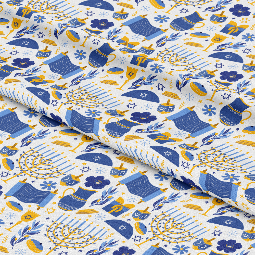 Happy Festival of Lights Pattern 11 White Quilting Cotton Fabric