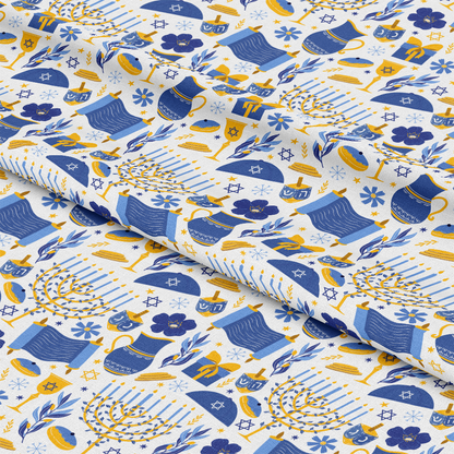 Happy Festival of Lights Pattern 11 White Quilting Cotton Fabric