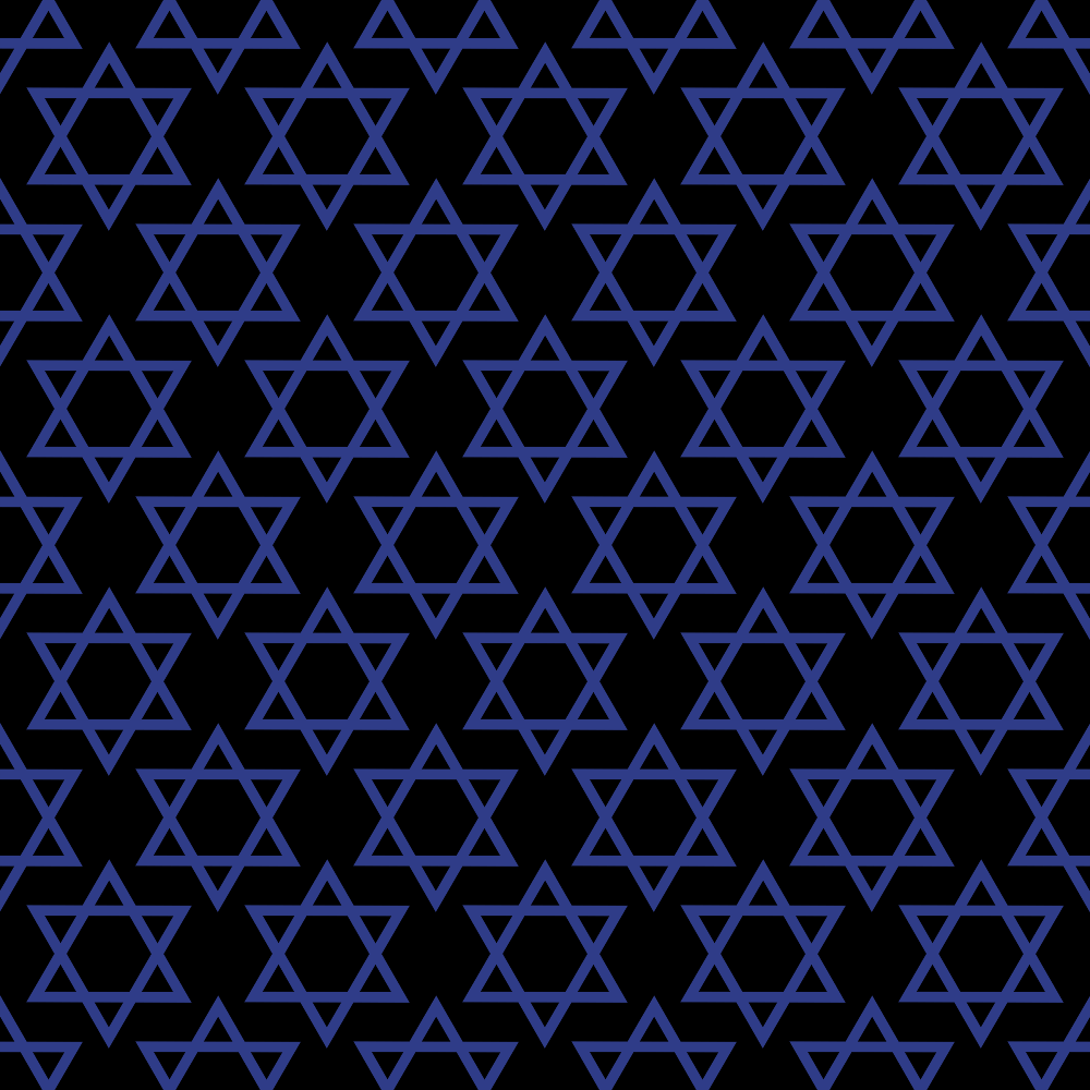 Pattern of blue six-pointed stars on a black background.