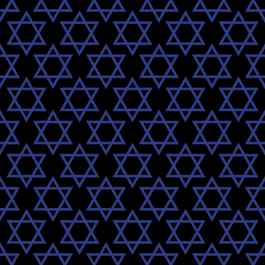 Pattern of blue six-pointed stars on a black background.