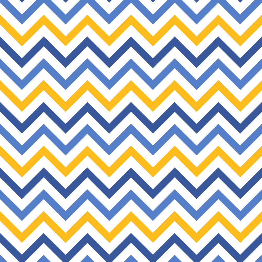 Zigzag pattern with alternating blue and yellow lines on a white background.