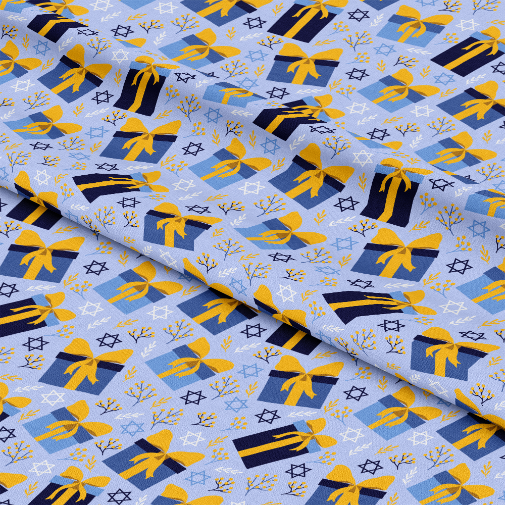 Happy Festival of Lights Pattern 16 Blue Quilting Cotton Fabric