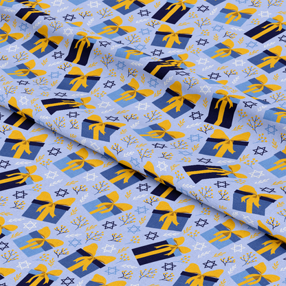 Happy Festival of Lights Pattern 16 Blue Quilting Cotton Fabric