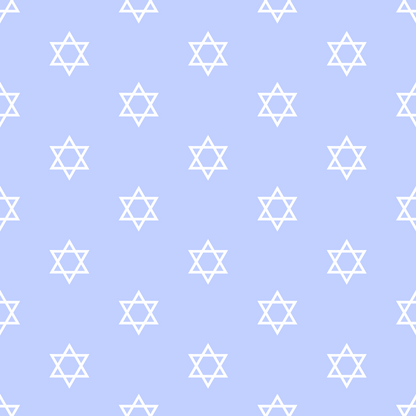 Pattern of white Stars of David on a light blue background.