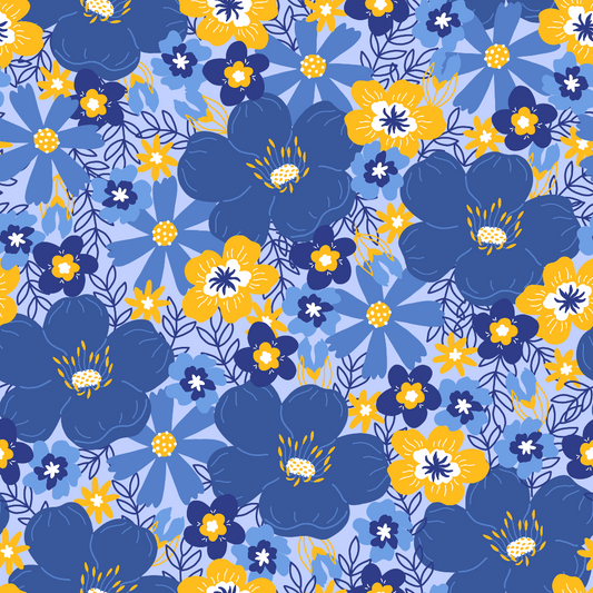 Happy Festival of Lights Pattern 7 Blue Quilting Cotton Fabric