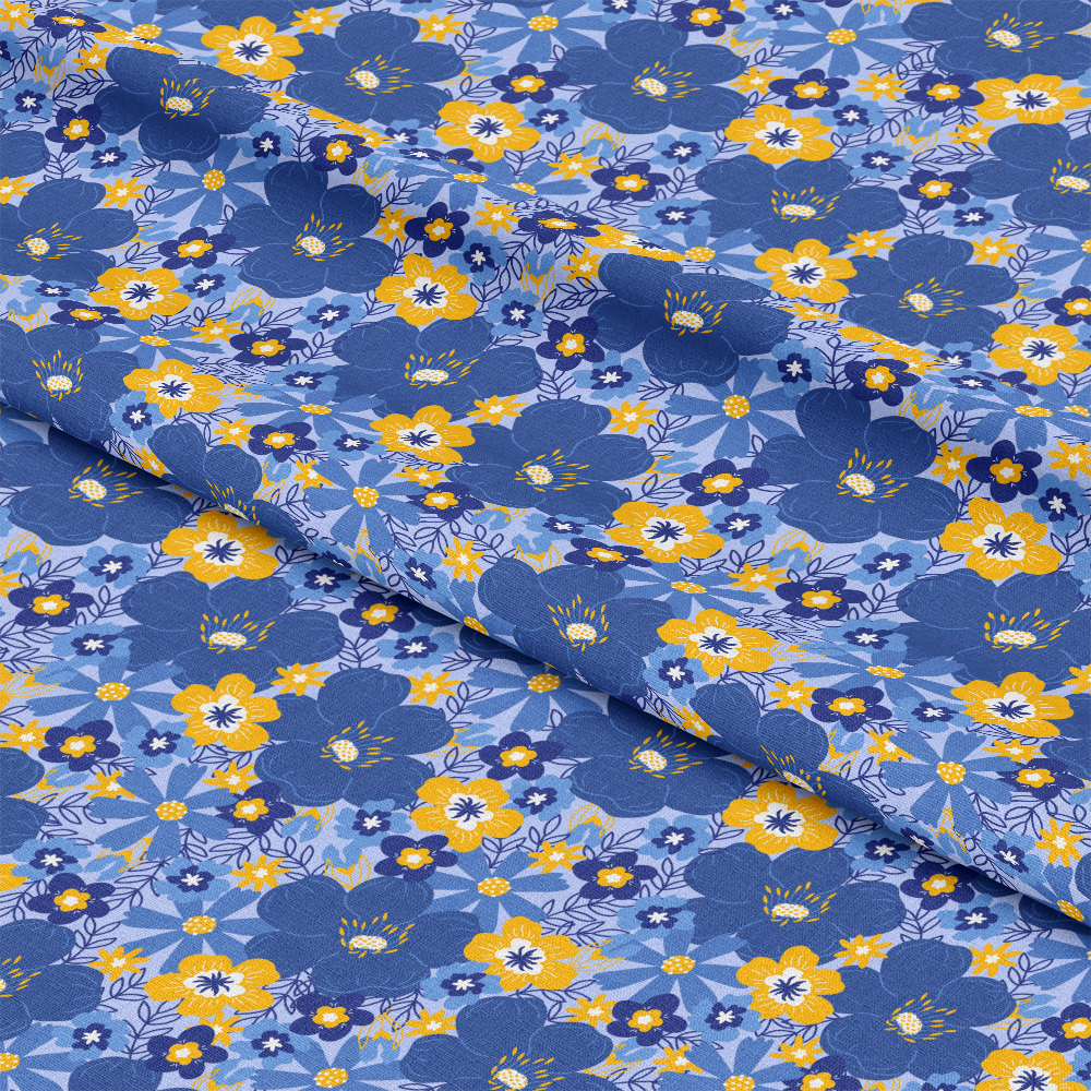 Happy Festival of Lights Pattern 7 Blue Quilting Cotton Fabric
