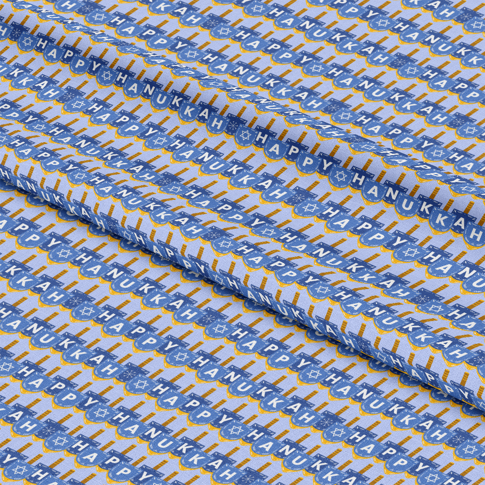 Happy Festival of Lights Pattern 8 Blue Quilting Cotton Fabric