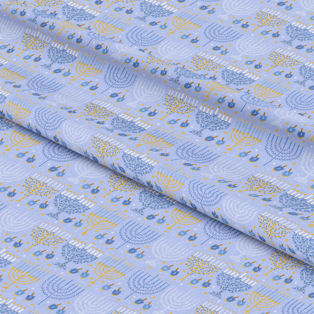 Happy Festival of Lights Pattern 9 Blue Quilting Cotton Fabric