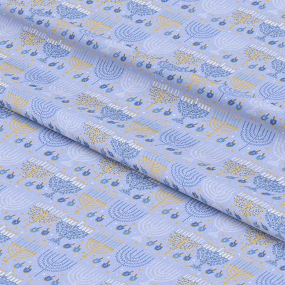 Happy Festival of Lights Pattern 9 Blue Quilting Cotton Fabric