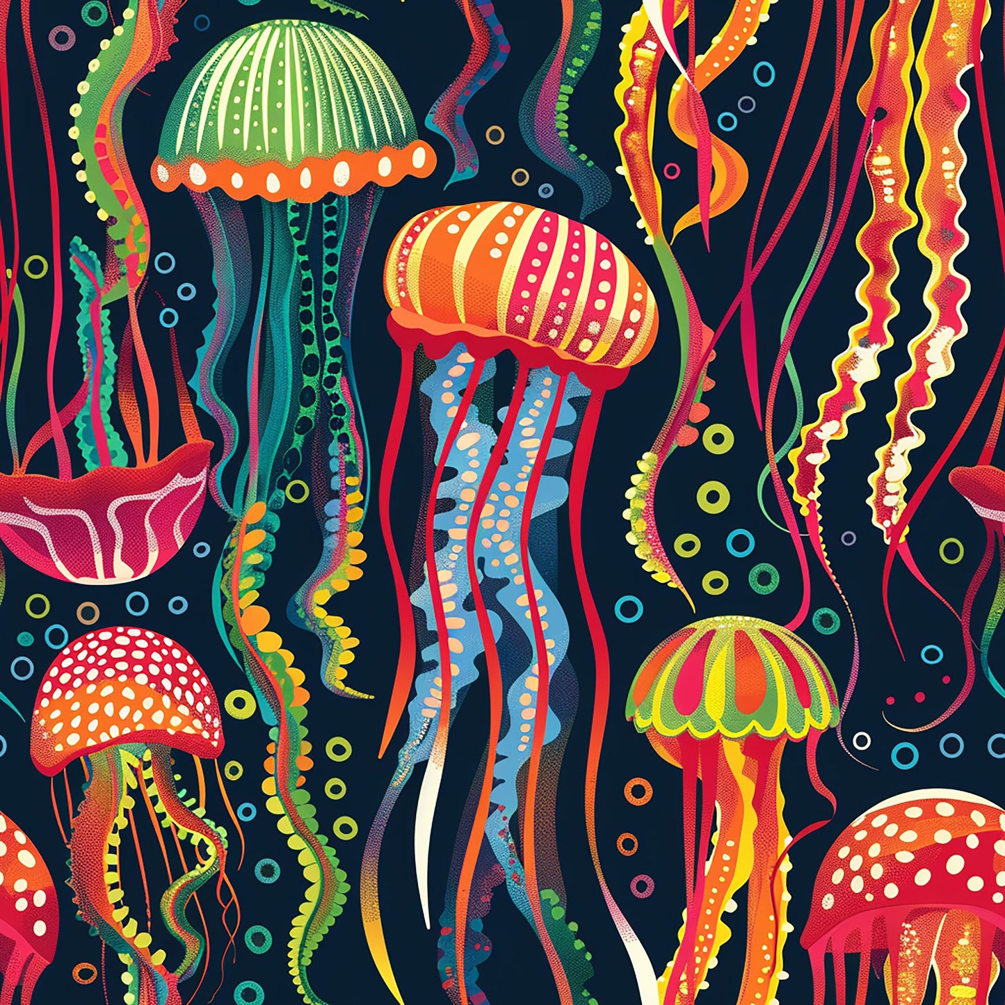 Happy Jellyfish Pattern 1 Quilting Cotton Fabric