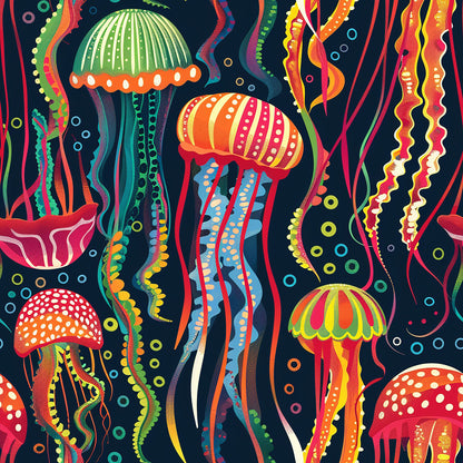 Happy Jellyfish Pattern 1 Quilting Cotton Fabric