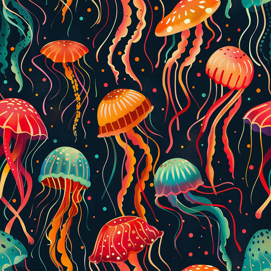 Happy Jellyfish Pattern 2 Quilting Cotton Fabric