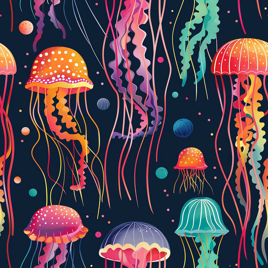 Happy Jellyfish Pattern 3 Quilting Cotton Fabric