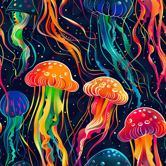 Happy Jellyfish Pattern 5 Quilting Cotton Fabric