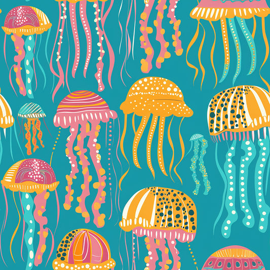 Happy Jellyfish Pattern 6 Quilting Cotton Fabric