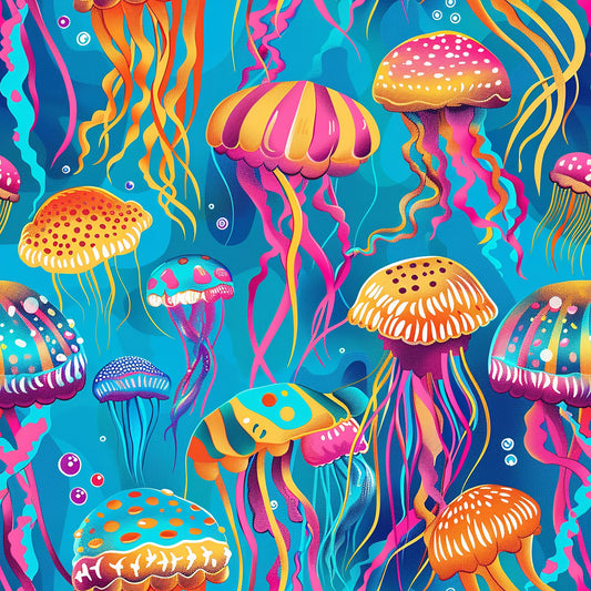 Happy Jellyfish Pattern 7 Quilting Cotton Fabric