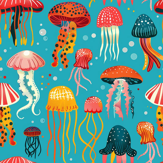 Happy Jellyfish Pattern 9 Quilting Cotton Fabric