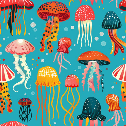 Happy Jellyfish Pattern 9 Quilting Cotton Fabric