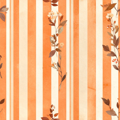 Harvest Pumpkin And Florals Pattern 14 Quilting Cotton Fabric