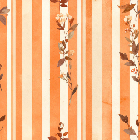 Harvest Pumpkin And Florals Pattern 14 Quilting Cotton Fabric