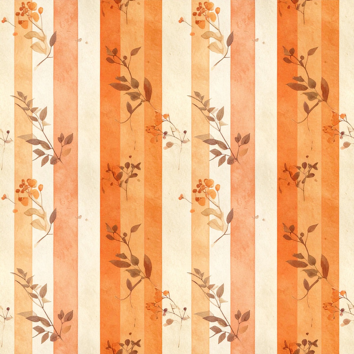 Harvest Pumpkin And Florals Pattern 15 Quilting Cotton Fabric