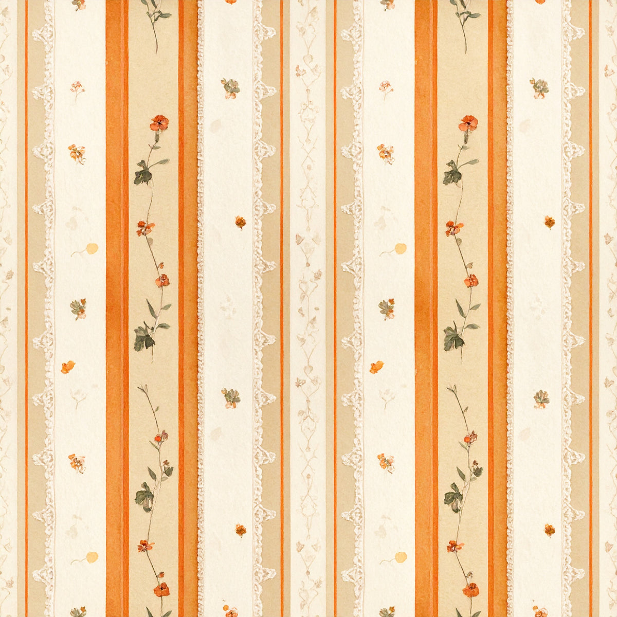 Harvest Pumpkin And Florals Pattern 17 Quilting Cotton Fabric