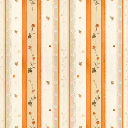 Harvest Pumpkin And Florals Pattern 17 Quilting Cotton Fabric