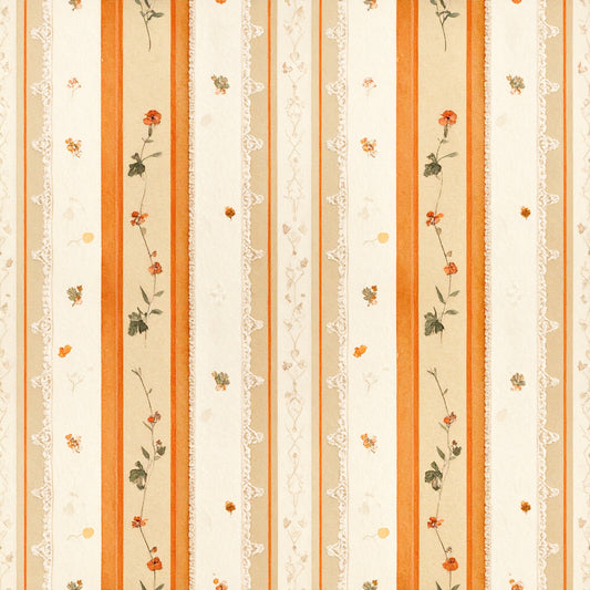 Harvest Pumpkin And Florals Pattern 17 Quilting Cotton Fabric