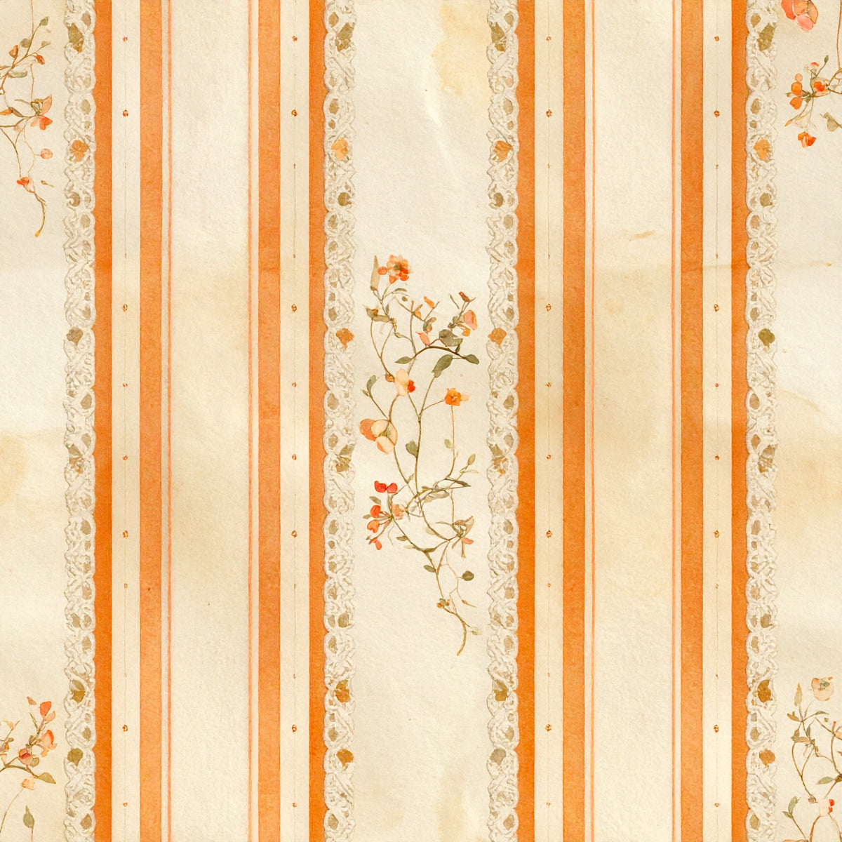 Harvest Pumpkin And Florals Pattern 18 Quilting Cotton Fabric