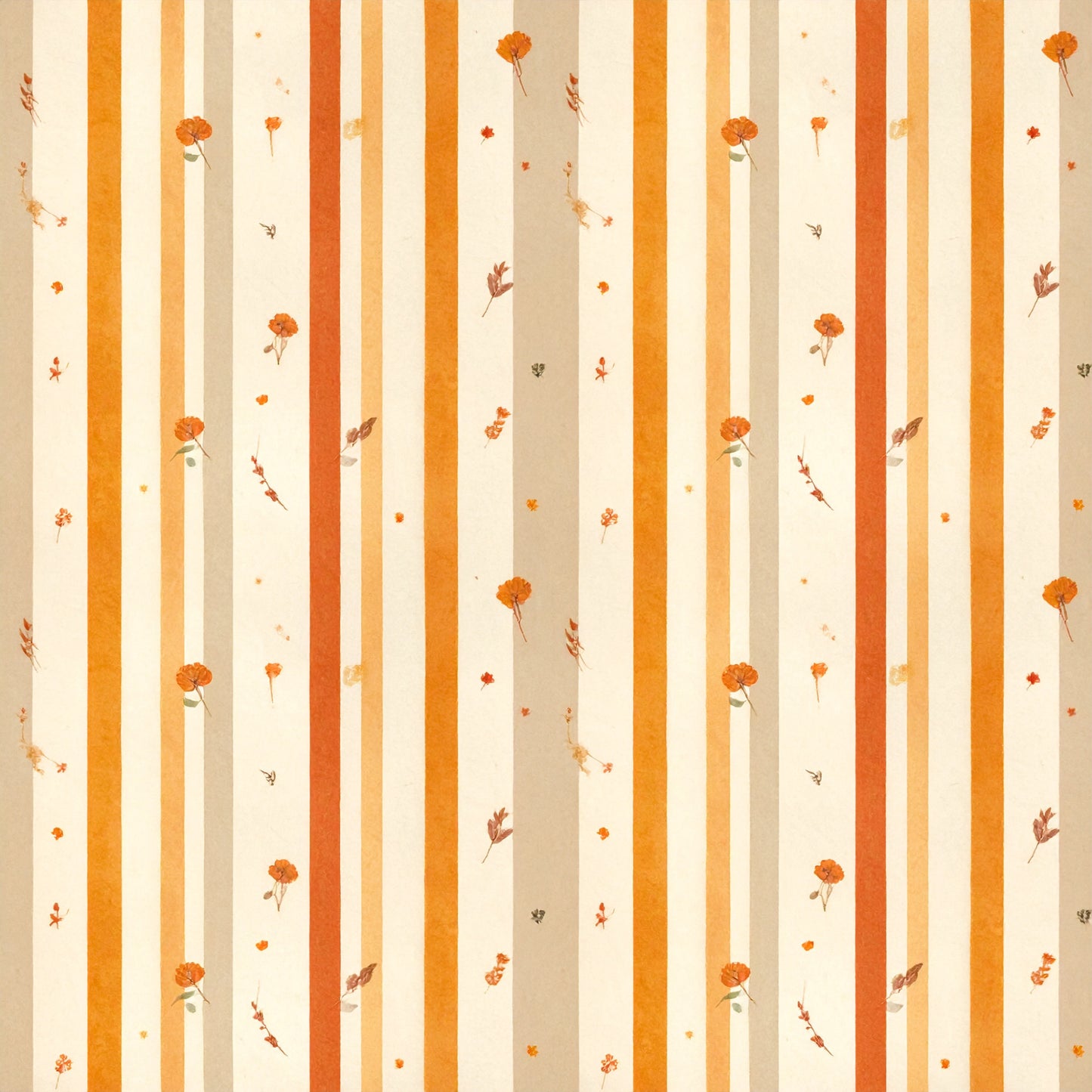 Harvest Pumpkin And Florals Pattern 20 Quilting Cotton Fabric